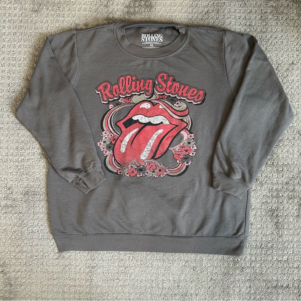 VINTAGE Rolling Stones Grey Oversized Graphic Sweater Women’s XL- Preowned